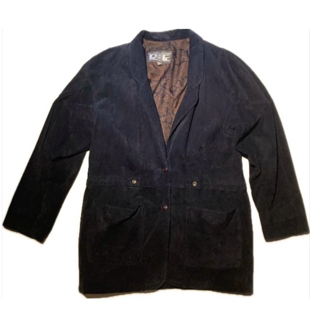 Women’s Vintage Deep Navy Suede 80’s 3/4 Jacket